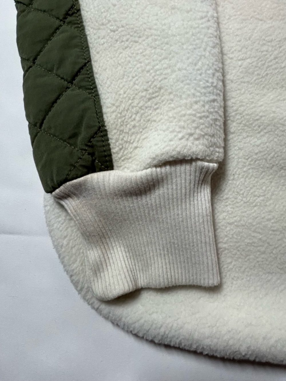 Abercrombie & Fitch Cream Sherpa Fleece with Olive Trim - Picture 9 of 15